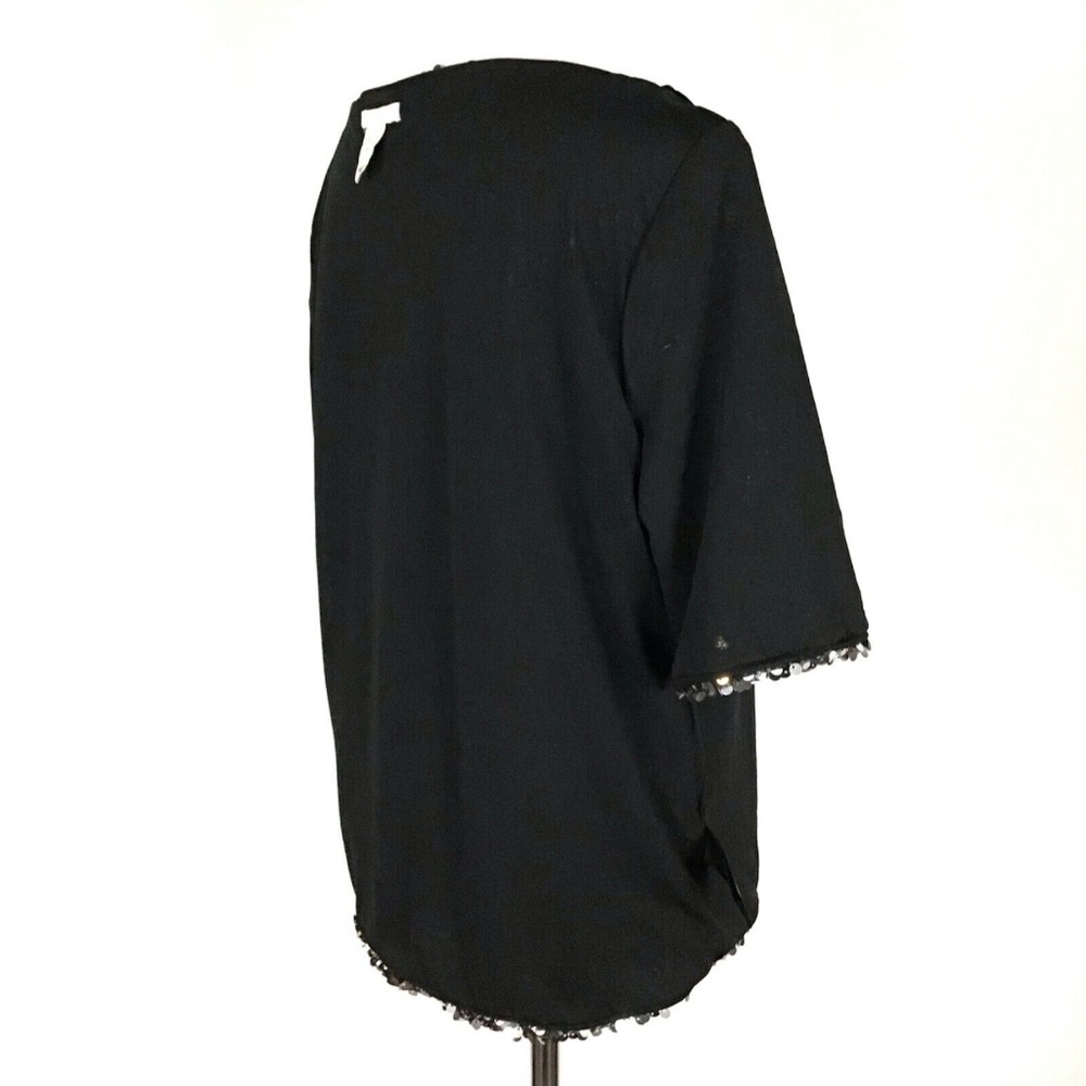H&M Sequins Silver Copper Black Blouse Top Medium - Picture 7 of 8